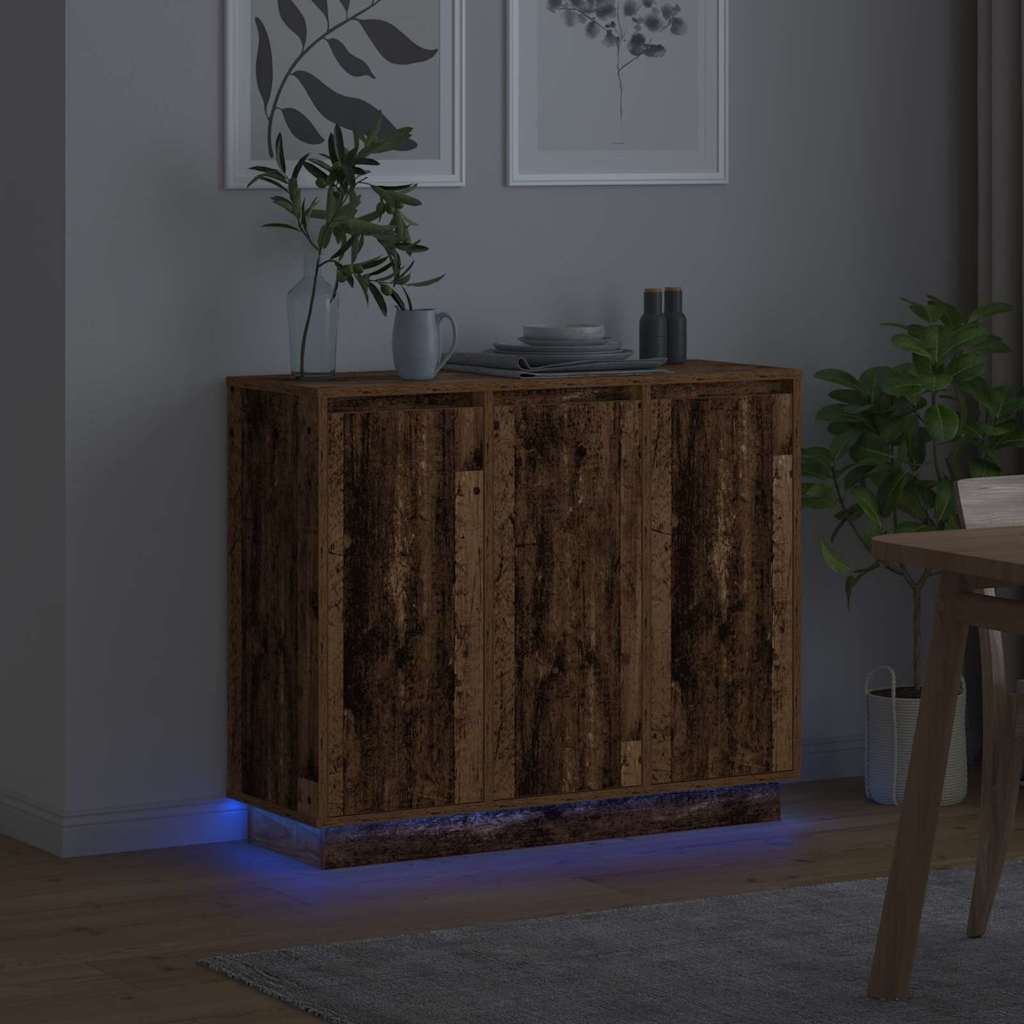 LED Sideboard Old Wood 90 x 32 x 75 cm Engineered Wood