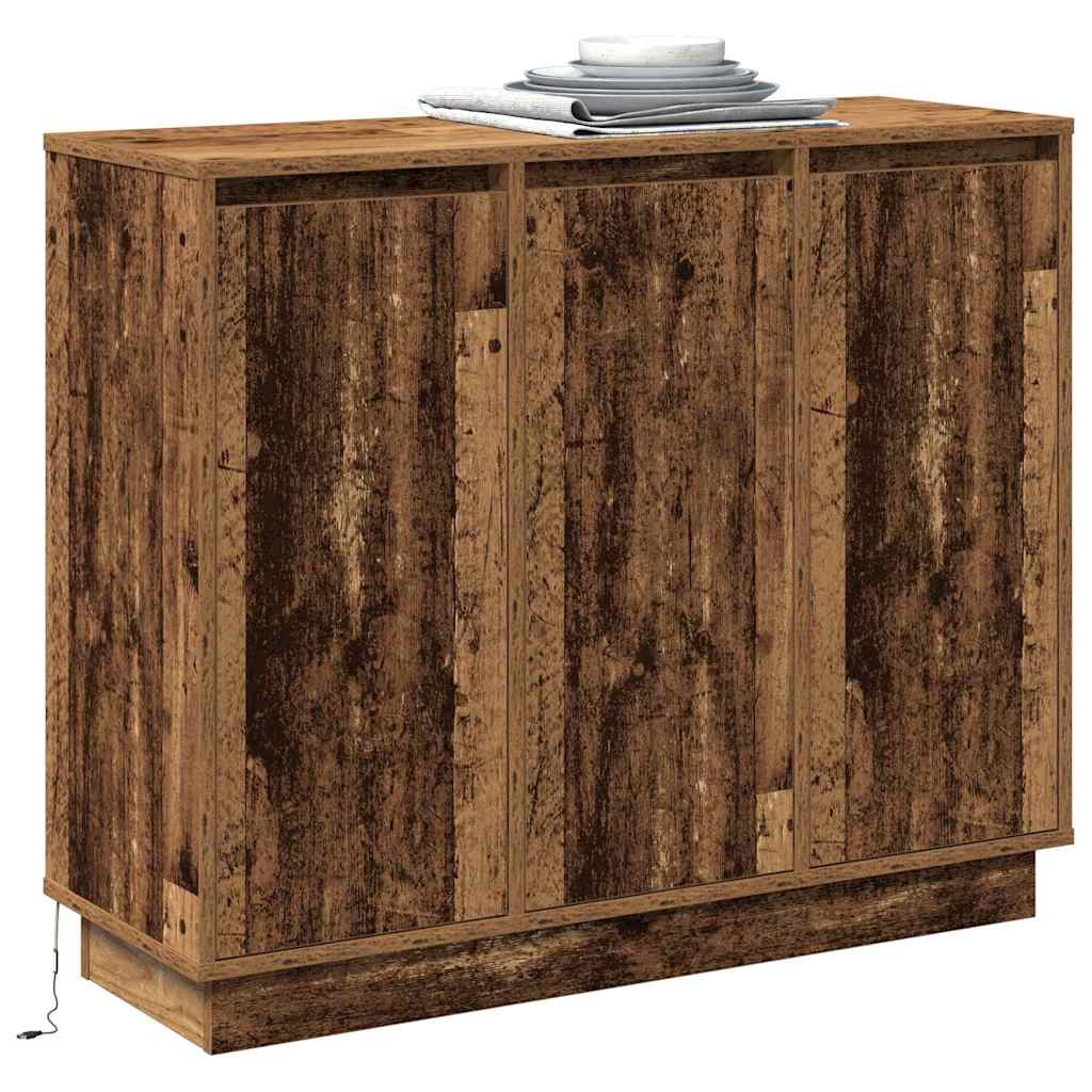 LED Sideboard Old Wood 90 x 32 x 75 cm Engineered Wood