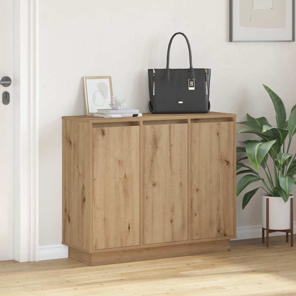 LED Sideboard Artisan Oak 90 x 32 x 75 cm Engineered Wood