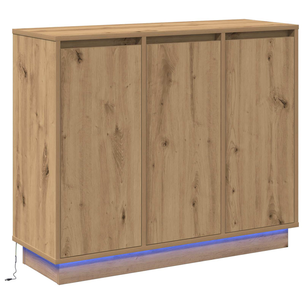 LED Sideboard Artisan Oak 90 x 32 x 75 cm Engineered Wood