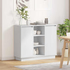 LED Sideboard White 90 x 32 x 75 cm Engineered Wood