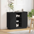 LED Sideboard Black Oak 90 x 32 x 75 cm Engineered Wood