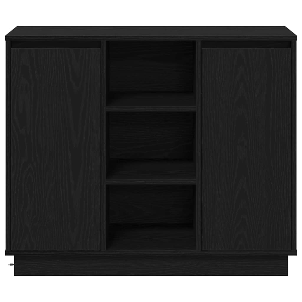 LED Sideboard Black Oak 90 x 32 x 75 cm Engineered Wood