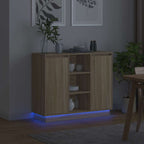 LED Sideboard Sonoma Oak 90 x 32 x 75 cm Engineered Wood