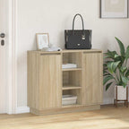 LED Sideboard Sonoma Oak 90 x 32 x 75 cm Engineered Wood