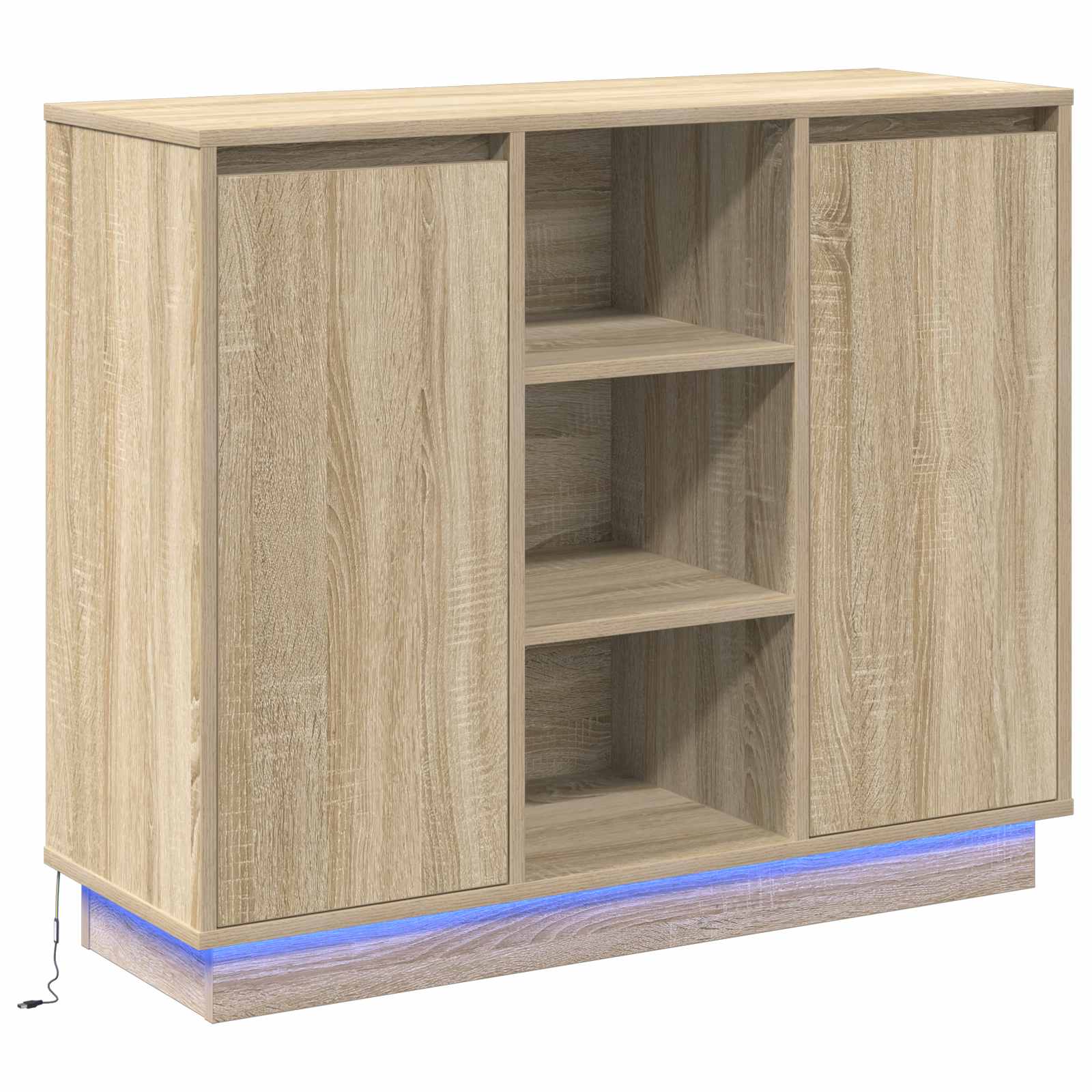 LED Sideboard Sonoma Oak 90 x 32 x 75 cm Engineered Wood