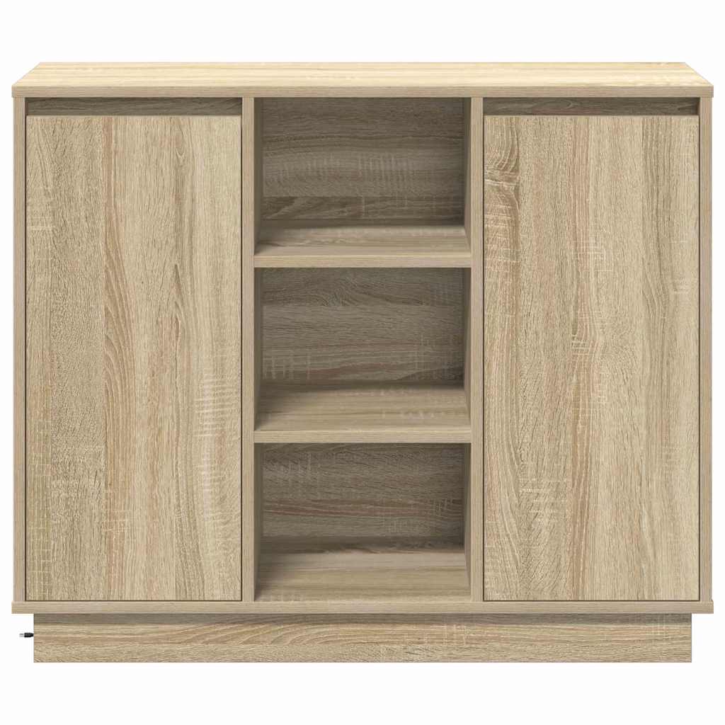 LED Sideboard Sonoma Oak 90 x 32 x 75 cm Engineered Wood