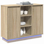 LED Sideboard Sonoma Oak 90 x 32 x 75 cm Engineered Wood