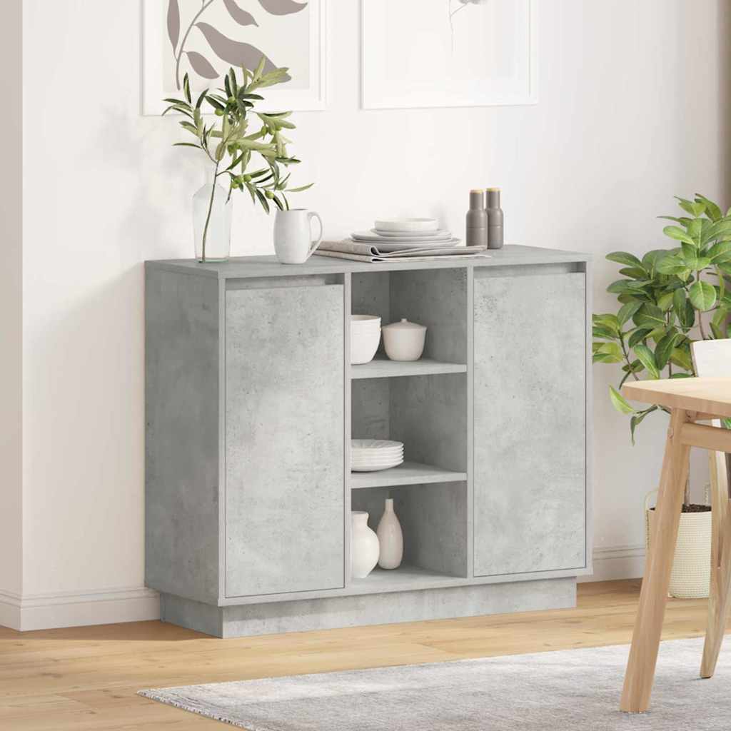 LED Sideboard Concrete Grey 90 x 32 x 75 cm Engineered Wood