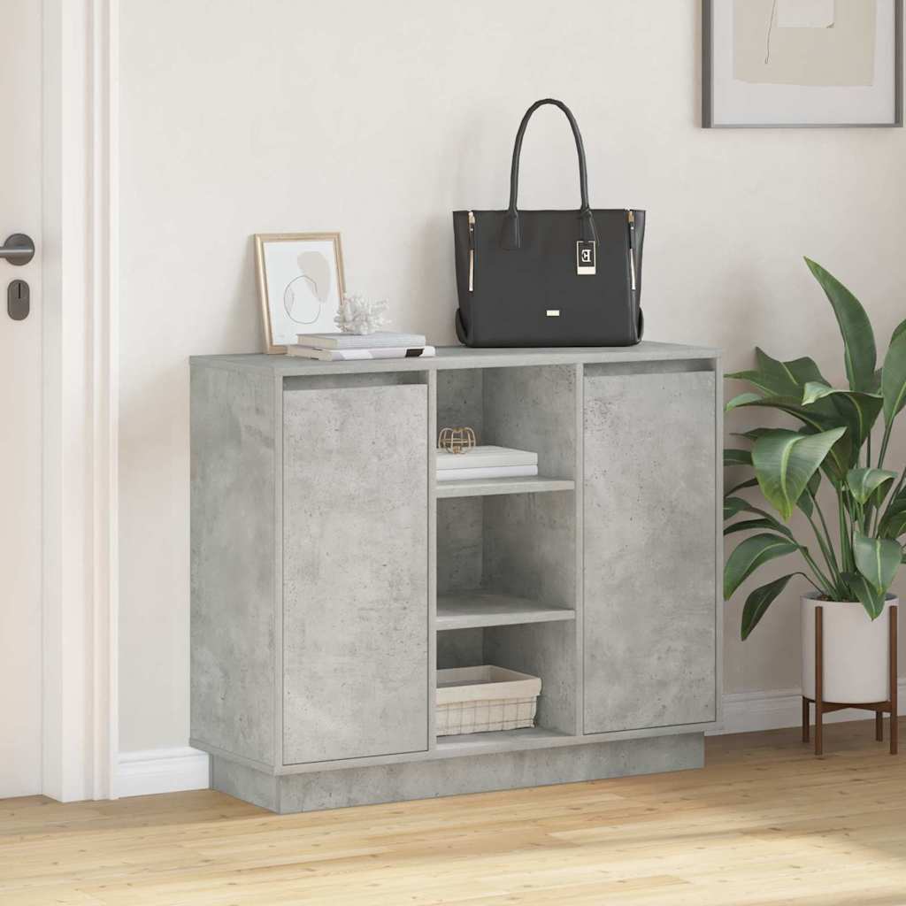 LED Sideboard Concrete Grey 90 x 32 x 75 cm Engineered Wood