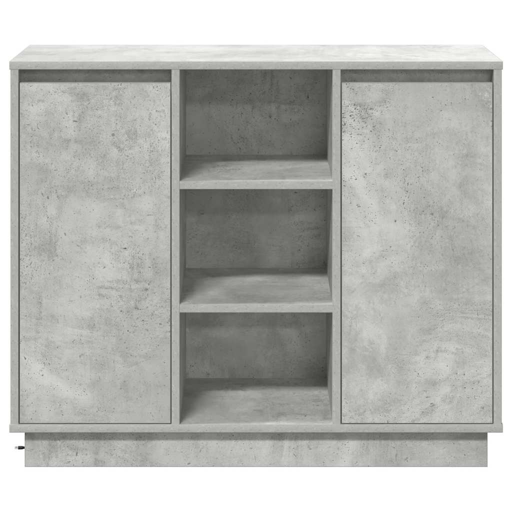 LED Sideboard Concrete Grey 90 x 32 x 75 cm Engineered Wood