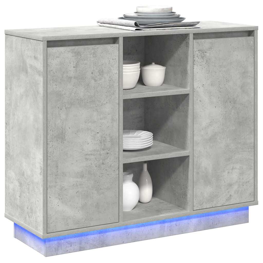 LED Sideboard Concrete Grey 90 x 32 x 75 cm Engineered Wood
