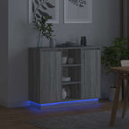 LED Sideboard Grey Sonoma 90 x 32 x 75 cm Engineered Wood