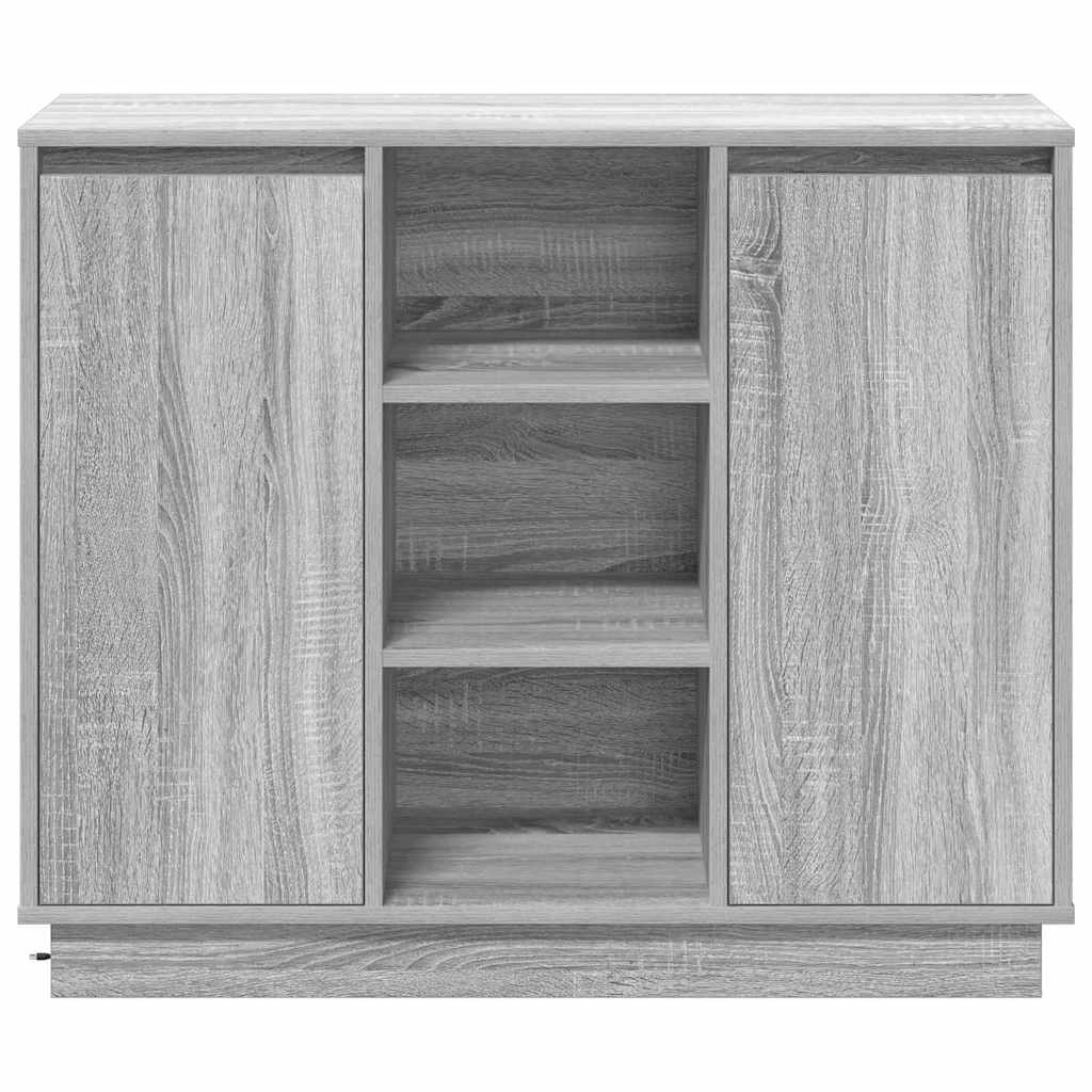 LED Sideboard Grey Sonoma 90 x 32 x 75 cm Engineered Wood