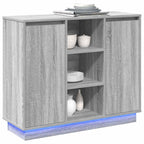 LED Sideboard Grey Sonoma 90 x 32 x 75 cm Engineered Wood