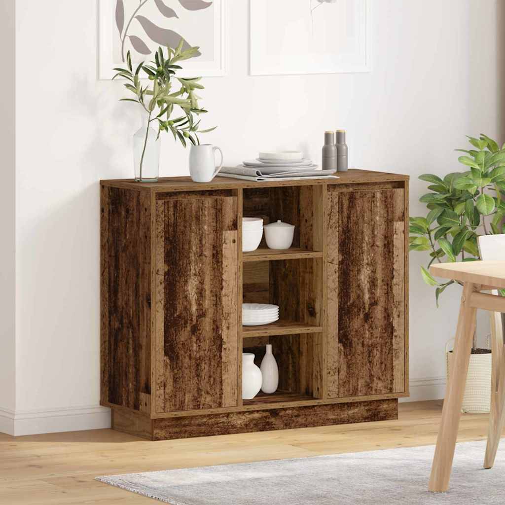 LED Sideboard Old Wood 90 x 32 x 75 cm Engineered Wood