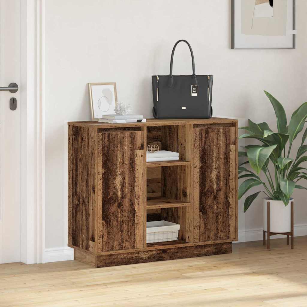 LED Sideboard Old Wood 90 x 32 x 75 cm Engineered Wood