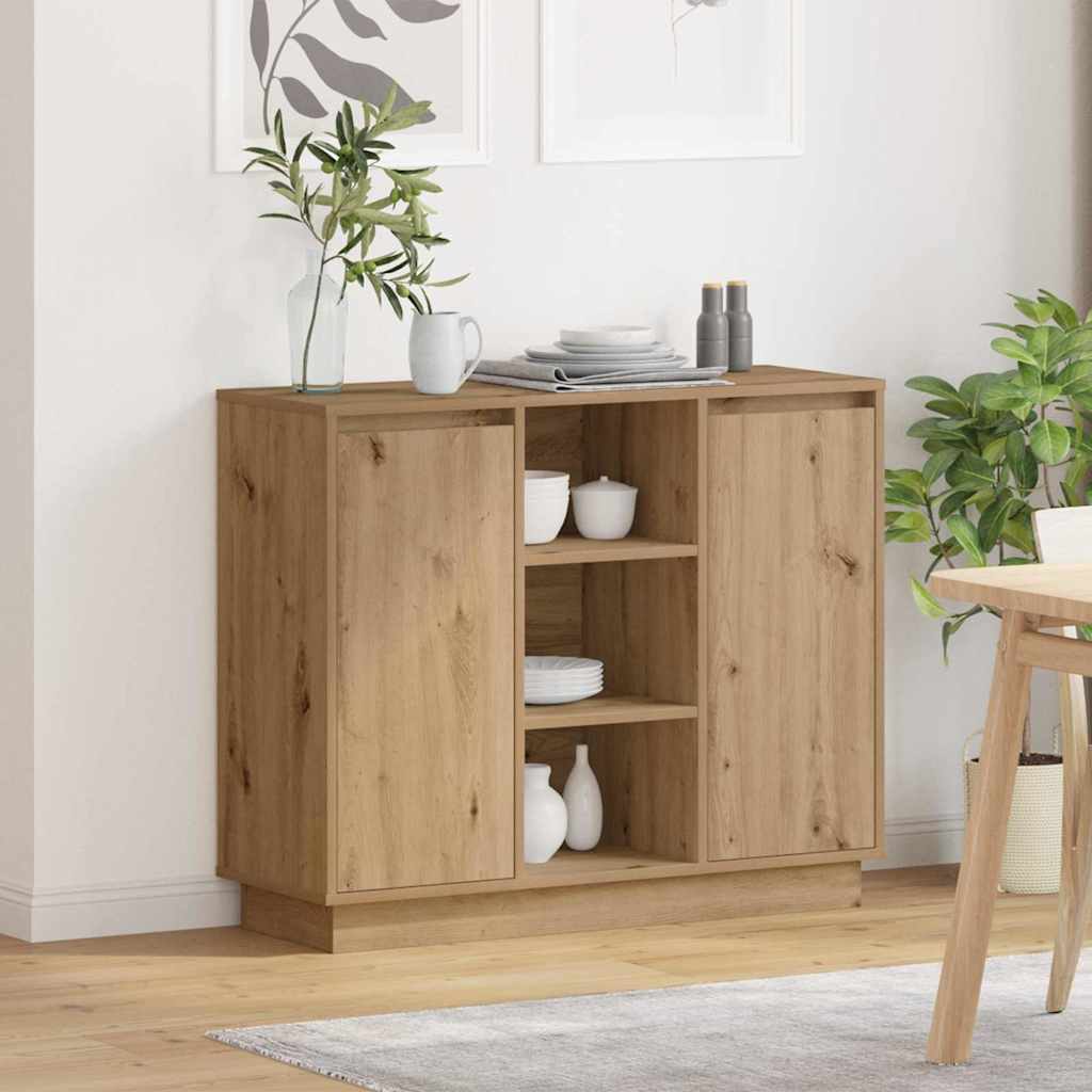 LED Sideboard Artisan Oak 90 x 32 x 75 cm Engineered Wood