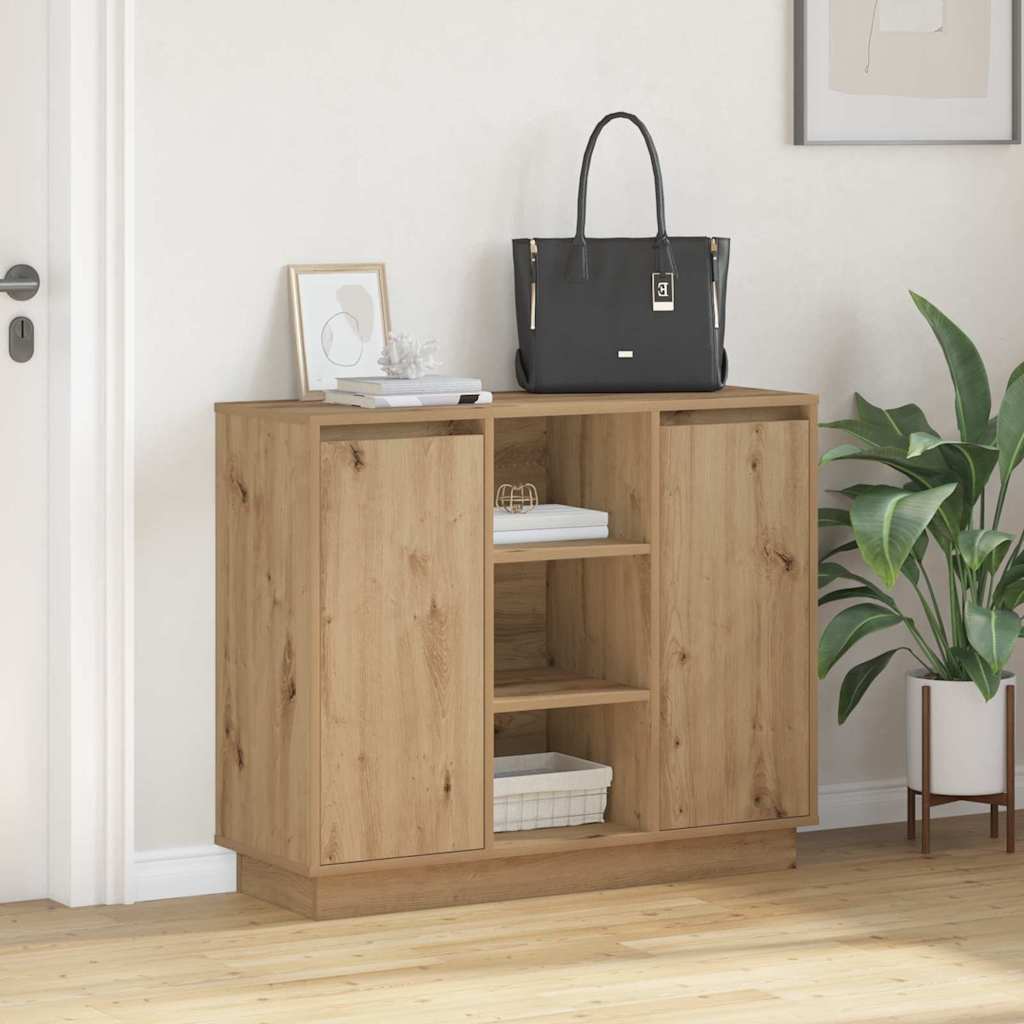 LED Sideboard Artisan Oak 90 x 32 x 75 cm Engineered Wood