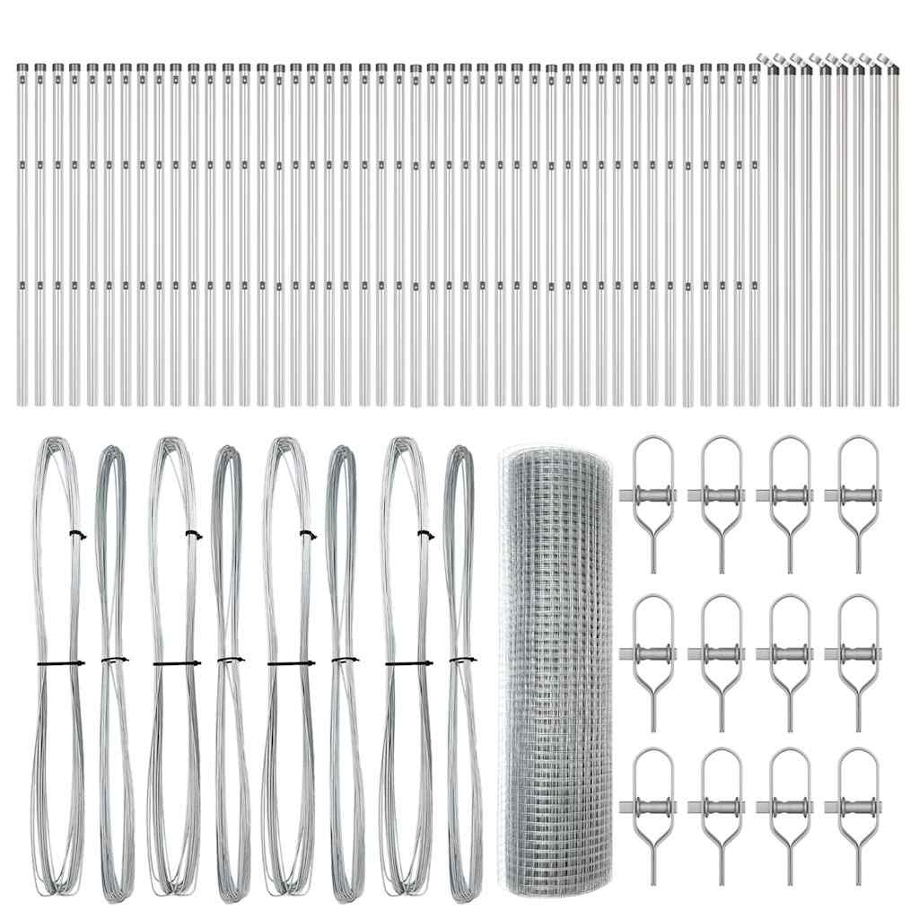 Fence Post Silver 100 x 0.4 m (25 x 25 mm mesh) Steel