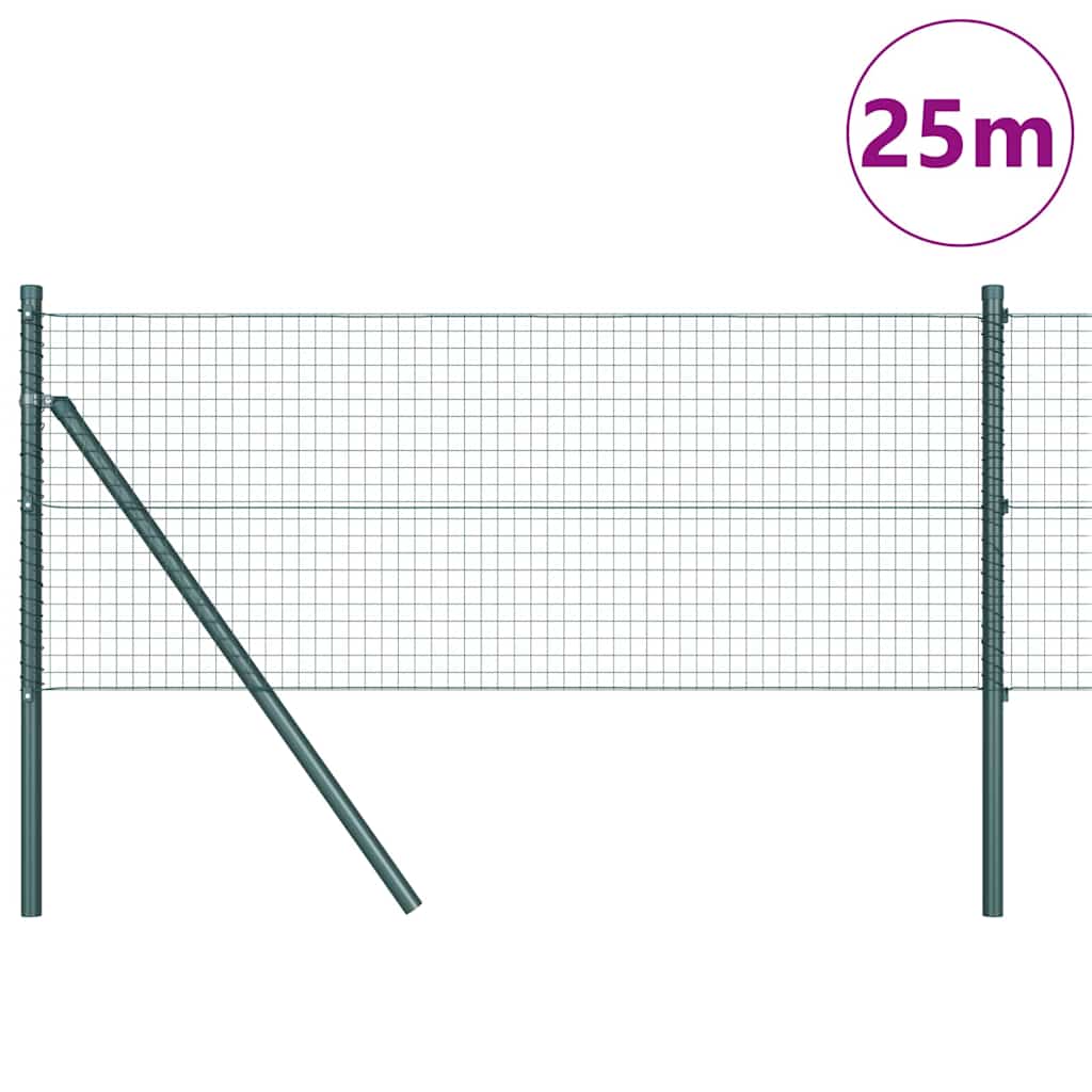 Fence Post Green 25 x 0.6 m (25 x 25 mm mesh) Steel and PVC