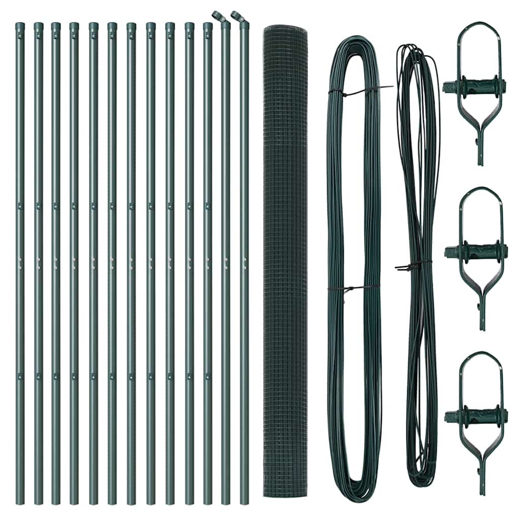 Fence Post Green 25 x 1.5 m (16 x 16 mm mesh) Steel and PVC