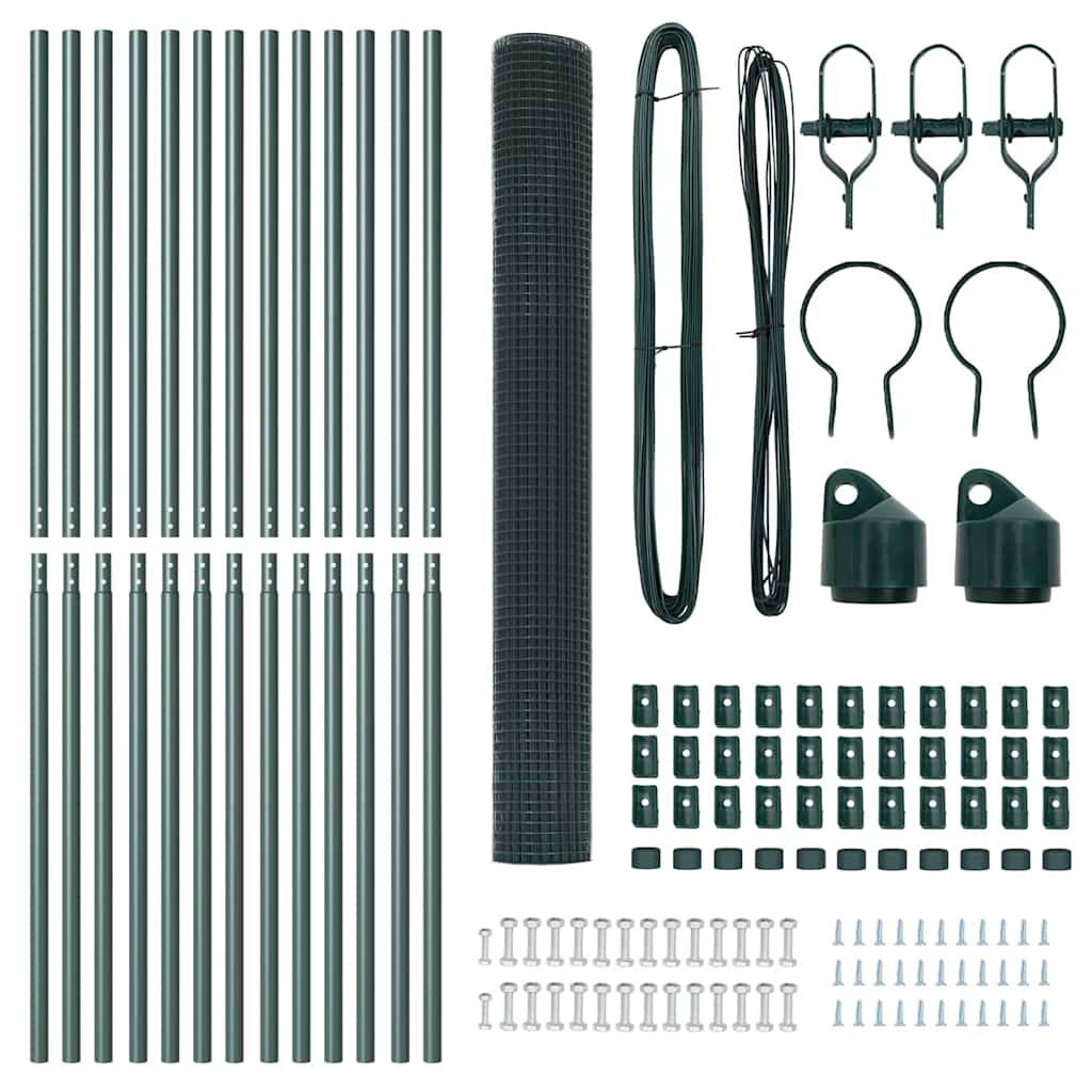 Fence Post Green 25 x 1.6 m (25 x 25 mm mesh) Steel and PVC