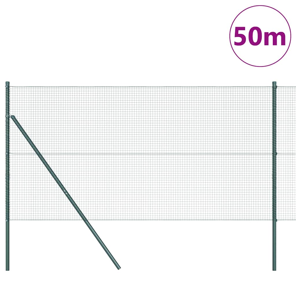 Fence Post Green 50 x 1 m (19 x 19 mm mesh) Steel and PVC