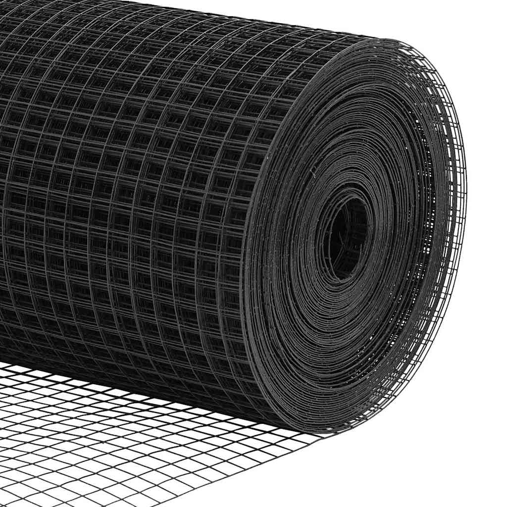 Fence Post Grey 10 x 0.4 m (12 x 12 mm mesh) Steel and PVC