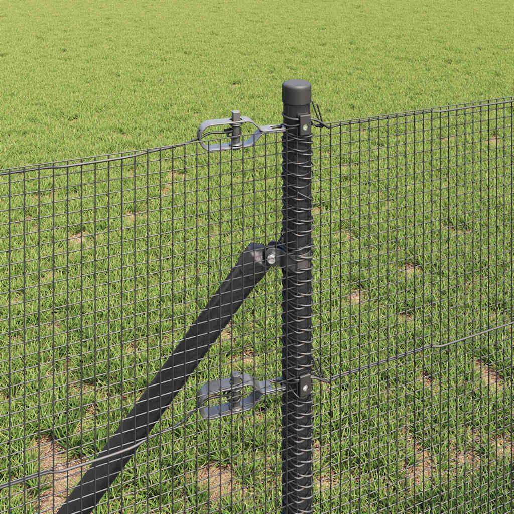 Fence Post Grey 10 x 0.4 m (12 x 12 mm mesh) Steel and PVC
