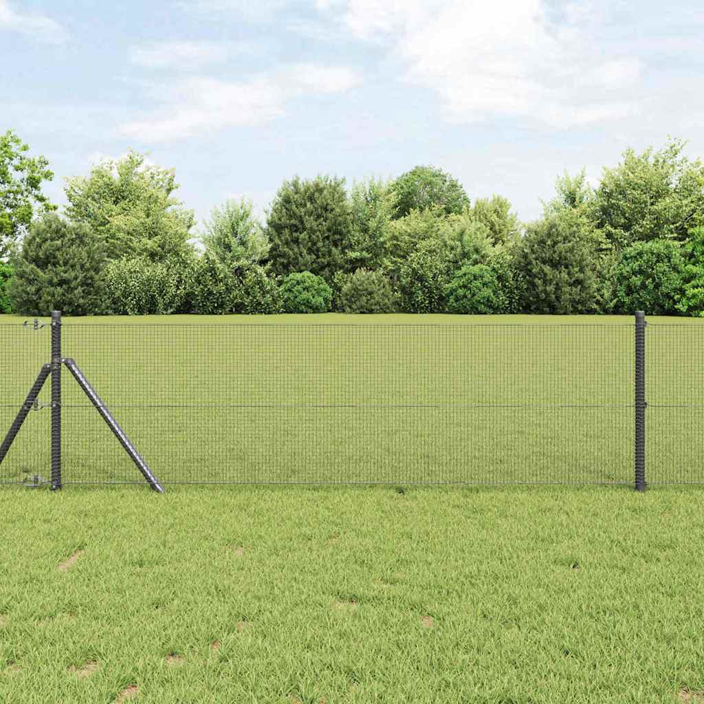Fence Post Grey 10 x 0.4 m (12 x 12 mm mesh) Steel and PVC