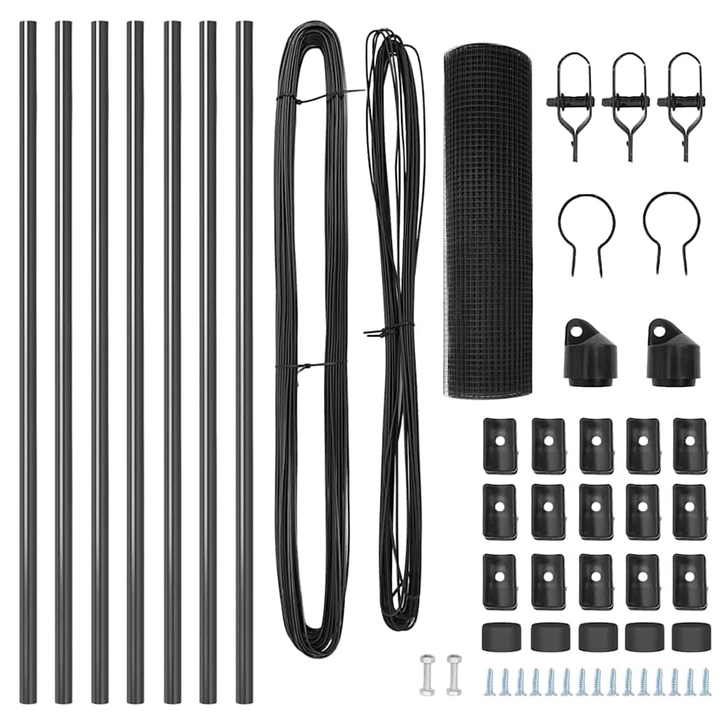 Fence Post Grey 10 x 0.4 m (16 x 16 mm mesh) Steel and PVC