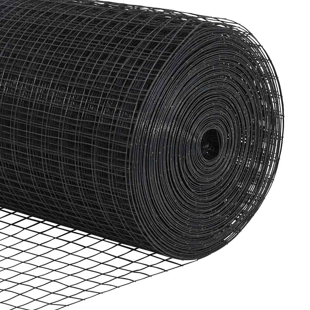 Fence Post Grey 10 x 0.4 m (25 x 25 mm mesh) Steel and PVC
