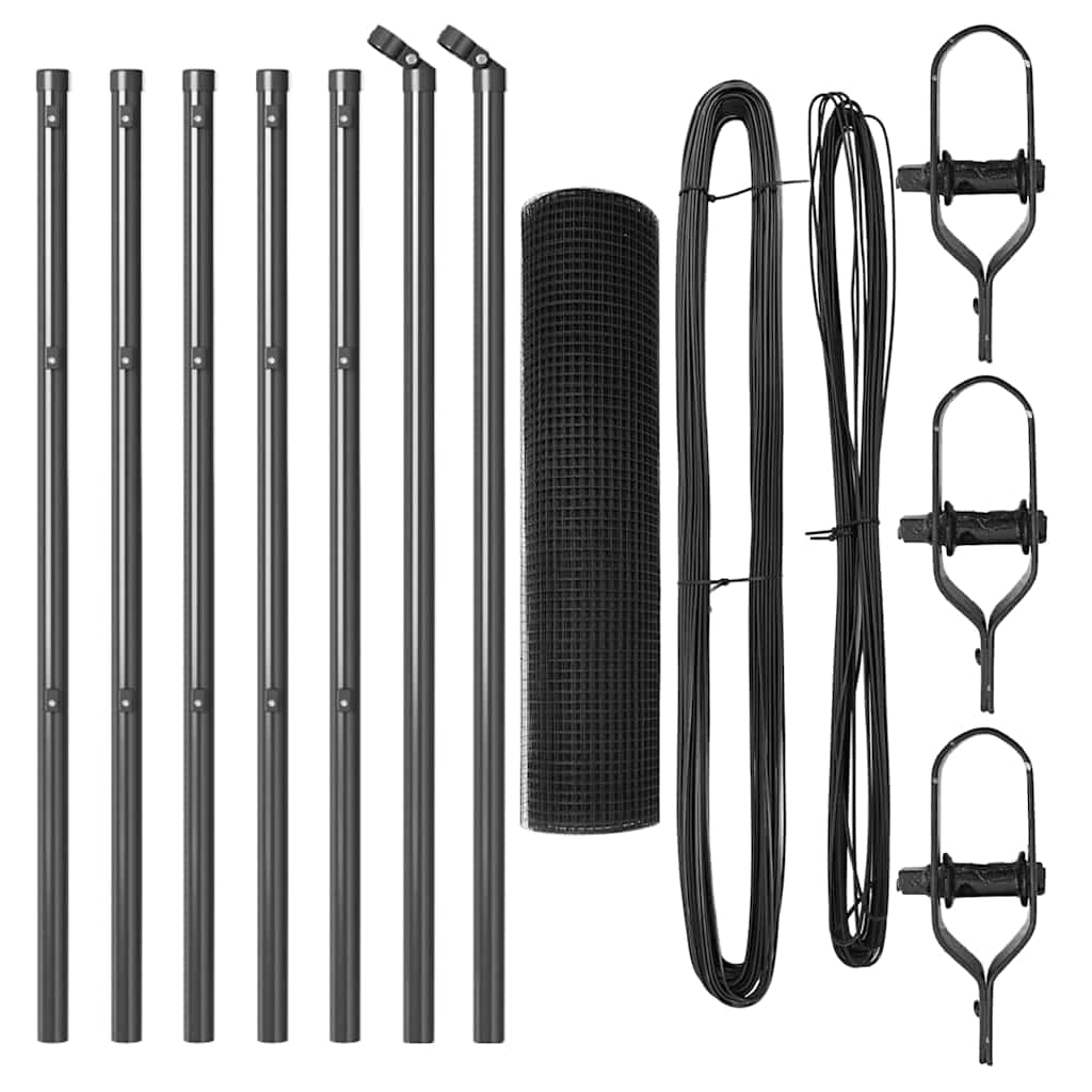 Fence Post Grey 10 x 0.4 m (25 x 25 mm mesh) Steel and PVC