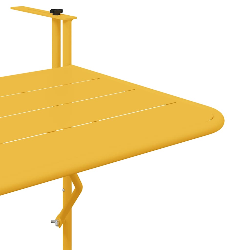Hanging Balcony Table Folding Mustard 60 x 39 x 65 cm Steel