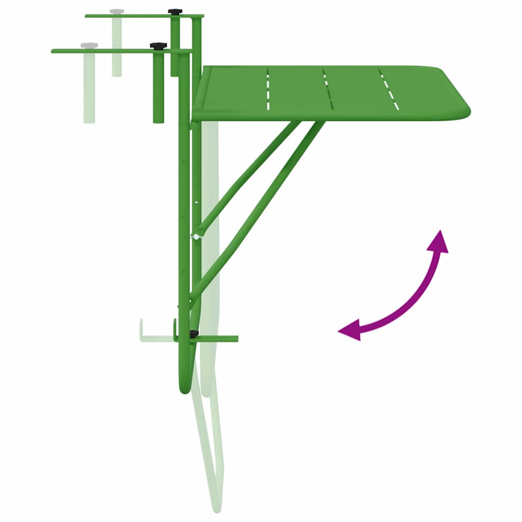 Hanging Balcony Table Folding Green 60 x 39 x 65 cm Steel