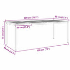 DiningTable Brown 200 x 90 x 75 cm Solid Acacia Wood