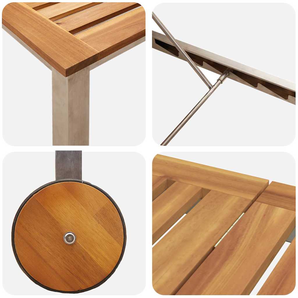 Sun Lounger Oil Natural 205 x 53 x 100 cm Solid Acacia Wood