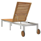 Sun Lounger Oil Natural 205 x 53 x 100 cm Solid Acacia Wood