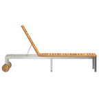 Sun Lounger Oil Natural 205 x 53 x 100 cm Solid Acacia Wood