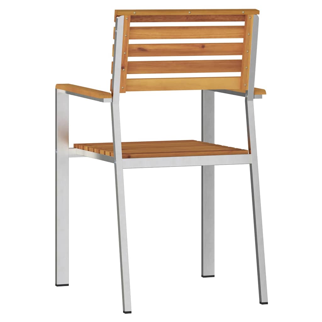 Garden Chair 2 pcs Oil Natural Solid Acacia Wood