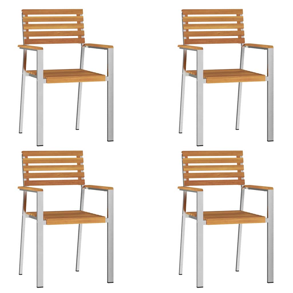 Garden Chair 4 pcs Oil Natural Solid Acacia Wood