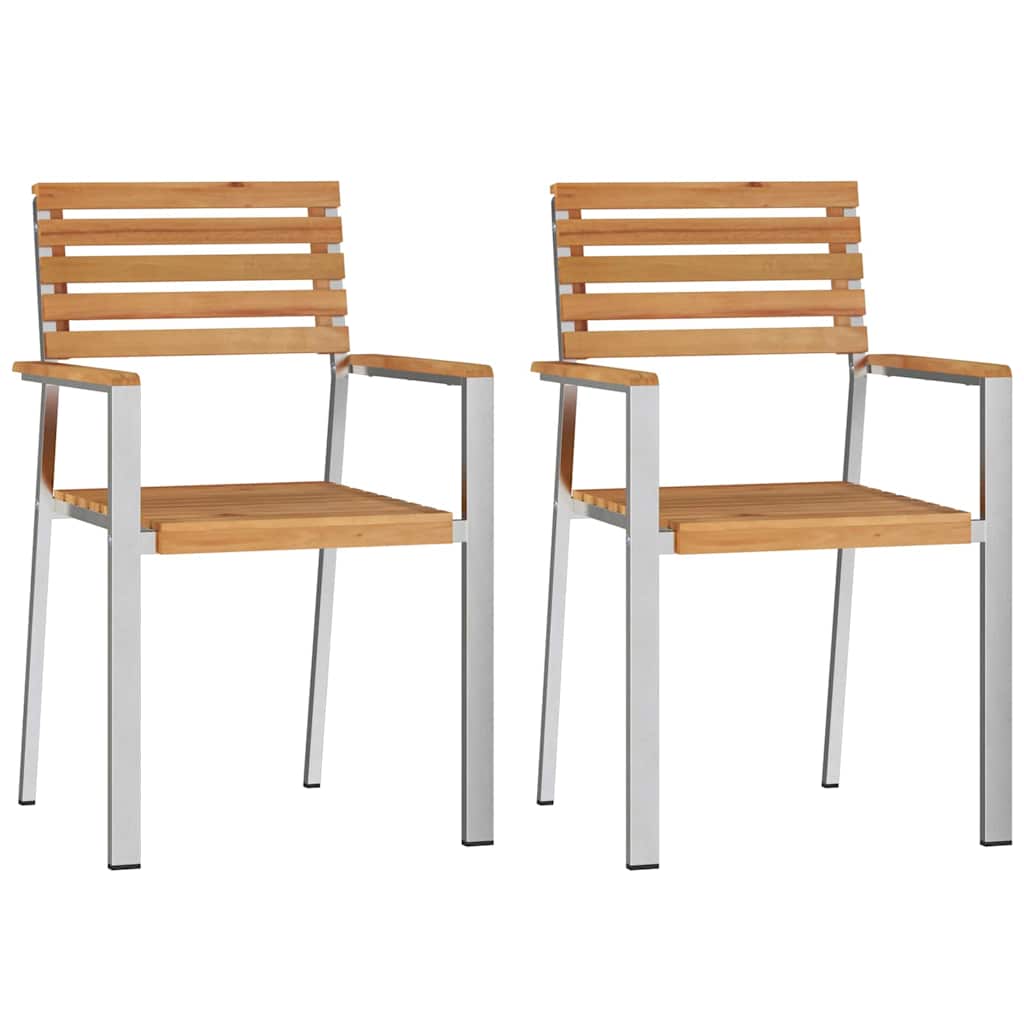 Garden Chair 2 pcs Oil Natural Solid Teak Wood