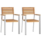 Garden Chair 2 pcs Oil Natural Solid Teak Wood