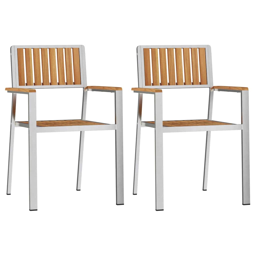 Garden Chair 2 pcs Brown 56 x 54.5 x 87 cm Solid Teak Wood