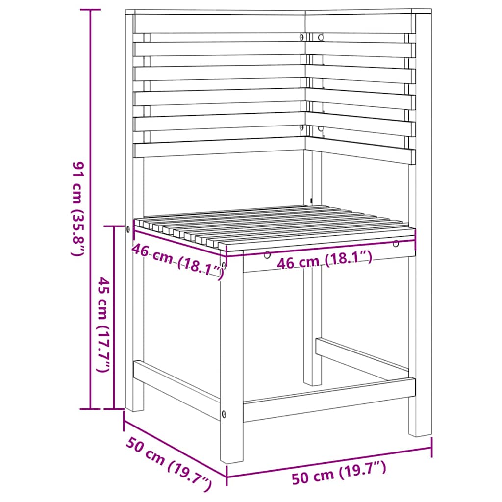 Garden Chair Brown 50 x 50 x 91cm Solid Acacia wood