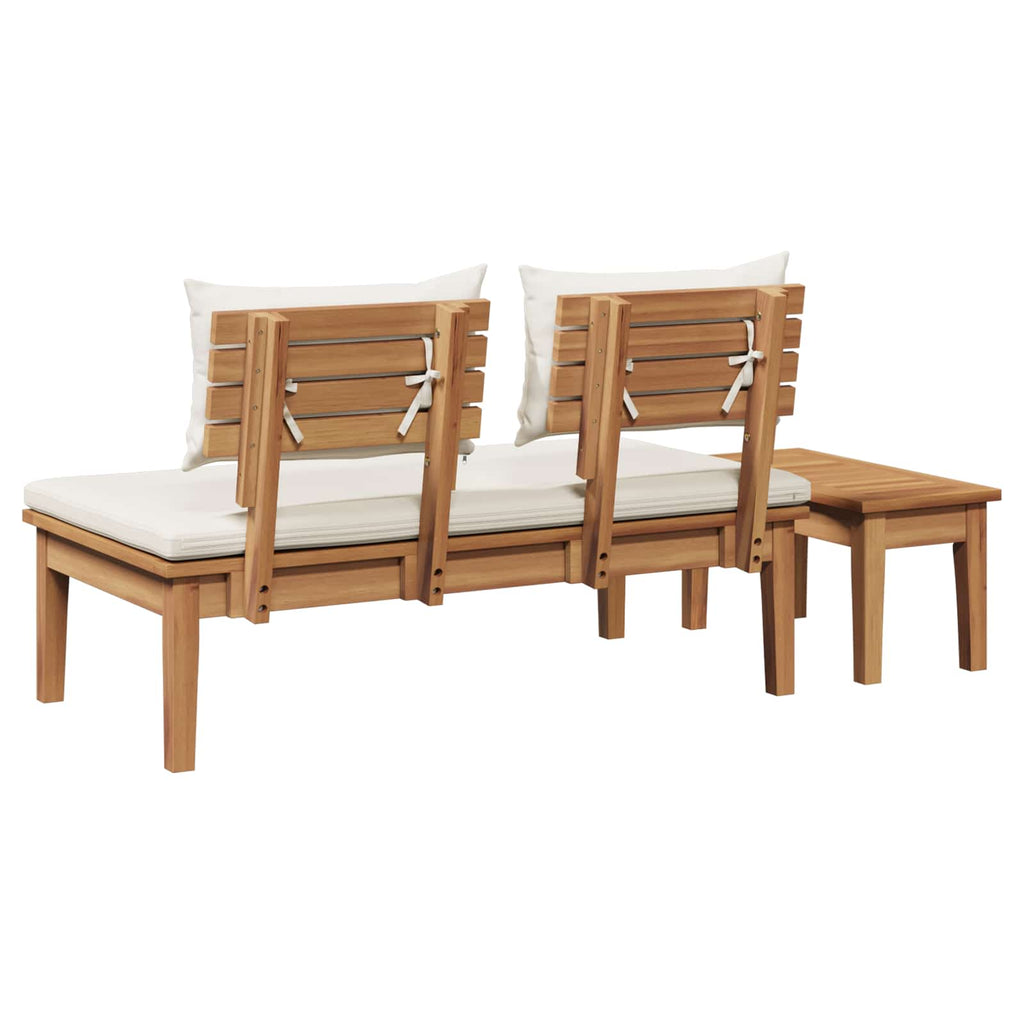 Garden Bench 2 pcs Cream and Brown Solid Teak wood