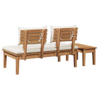 Garden Bench 2 pcs Cream and Brown Solid Teak wood