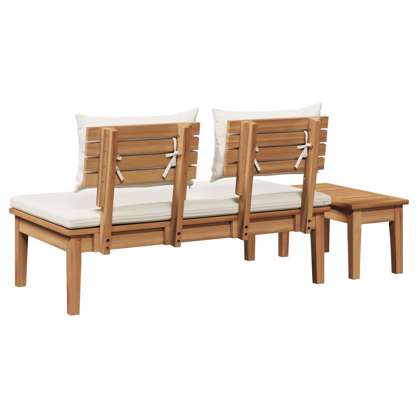 Garden Bench 2 pcs Cream and Brown Solid Teak wood