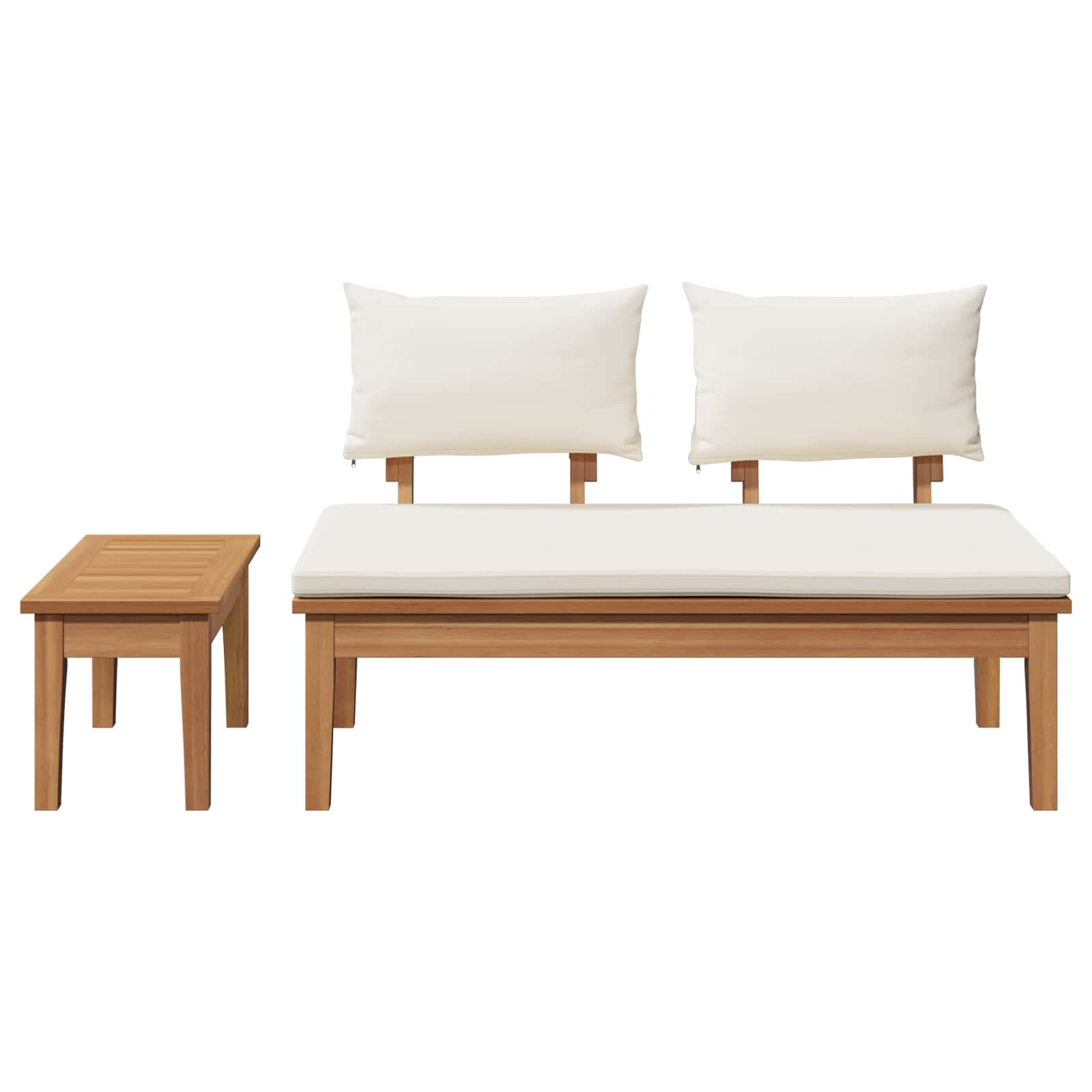 Garden Bench 2 pcs Cream and Brown Solid Teak wood